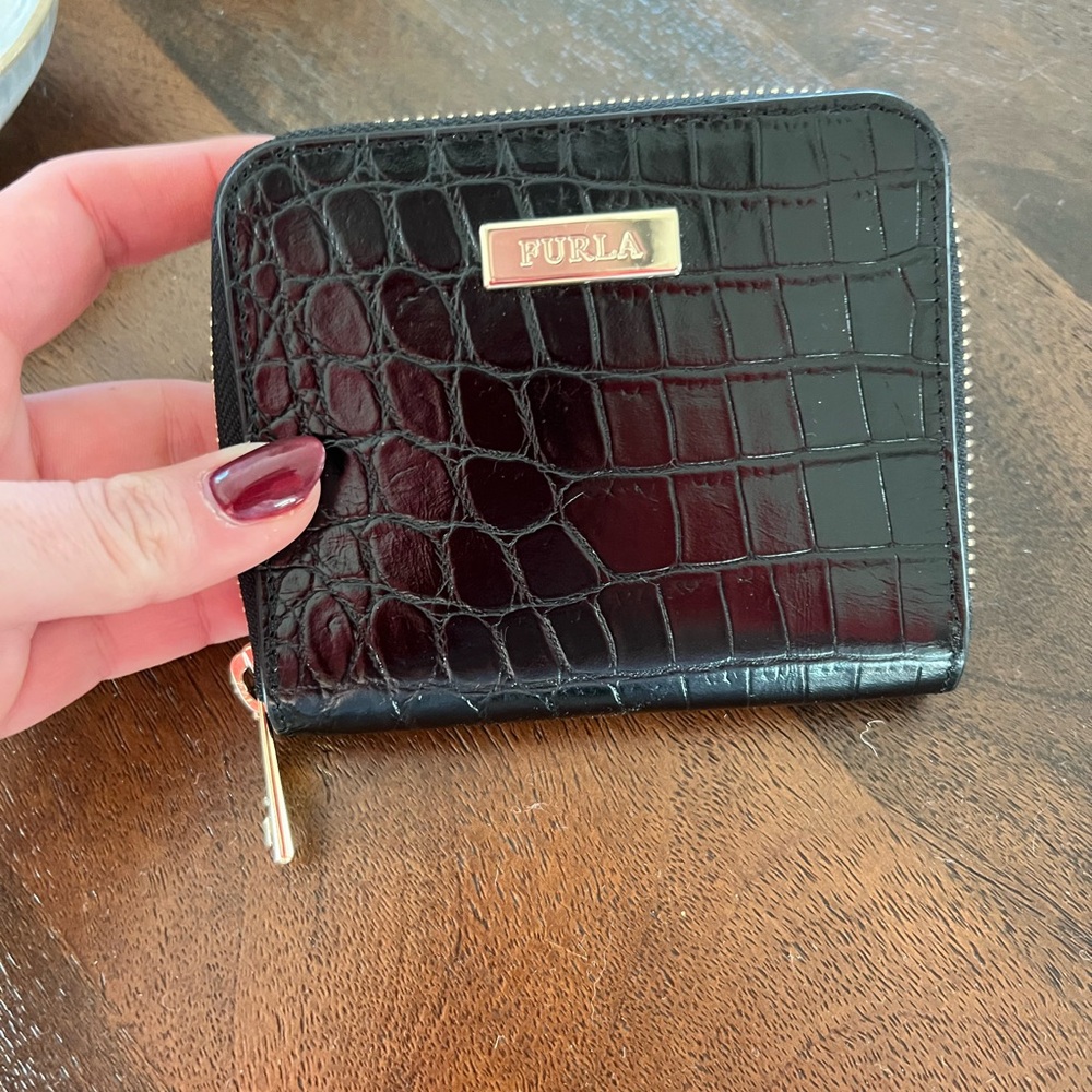 Furla Black Croc-Embossed Women's Wallet